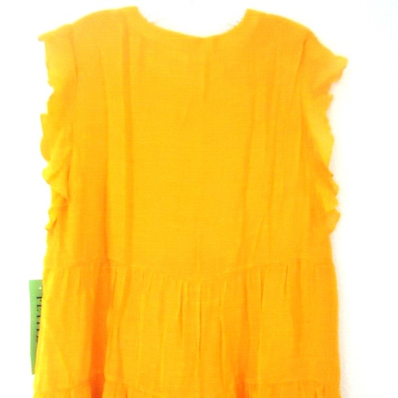 NWT Indigo Rose Summer Ruffled Sleeveless V Neck Tiered Mustard Dress Size-PL - Picture 6 of 9